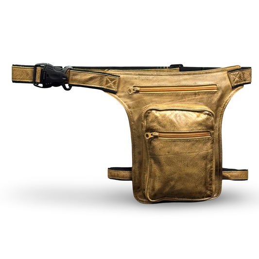 Leder Beintasche Herren Damen Motorrad Tasche Vintage Hüfttasche Braun Sandstone