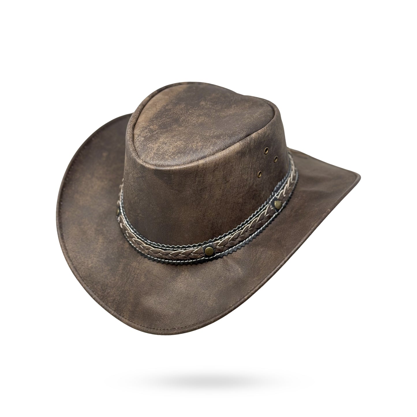 Wickelhut Lederhut Western Cowboy Unisex – Outdoor Hut für Reiten, Wandern & Abenteuer knautschbar „Antik“