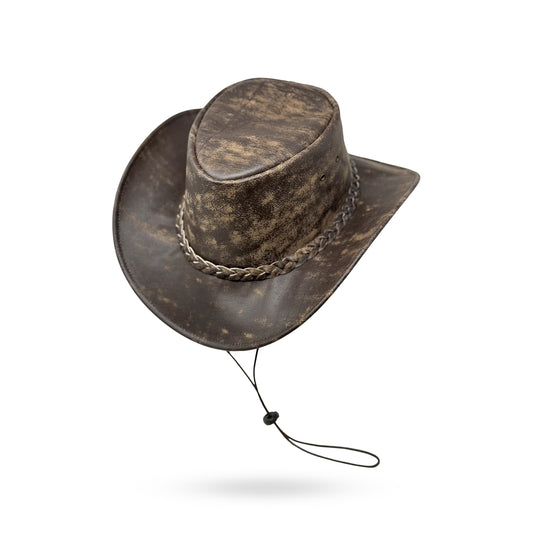 Wickelhut Lederhut Western Cowboy Unisex – Outdoor Hut für Reiten, Wandern & Abenteuer knautschbar