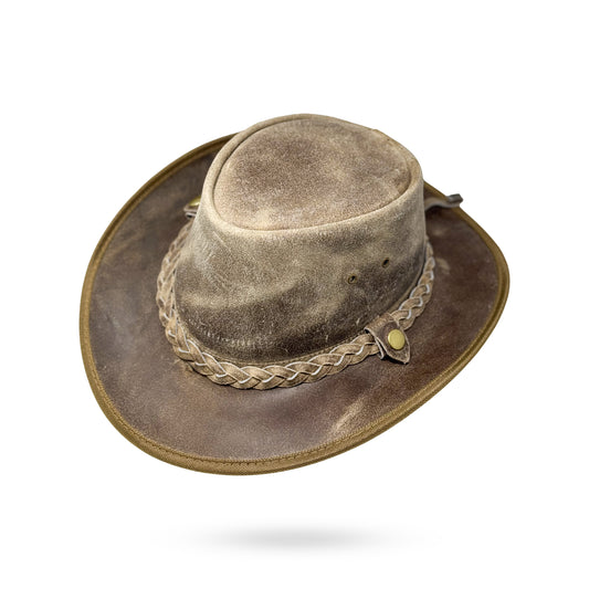 Lederhut Western Cowboy Unisex – Outdoor Hut für Reiten, Wandern & Abenteuer "Crazy Grey"