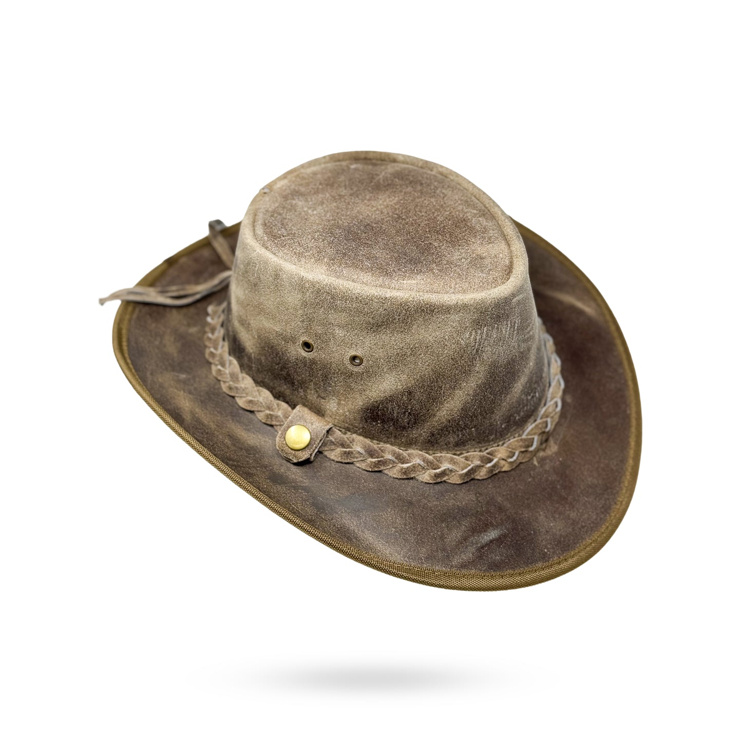 Lederhut Western Cowboy Unisex – Outdoor Hut für Reiten, Wandern & Abenteuer "Crazy Grey"