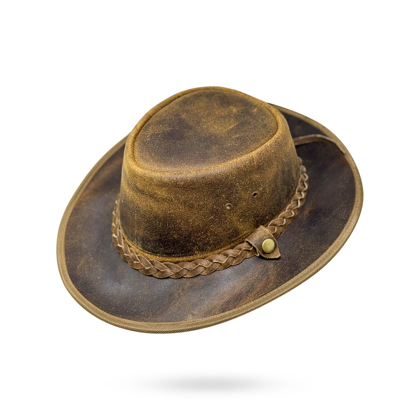 Lederhut Western Cowboy Unisex – Outdoor Hut für Reiten, Wandern & Abenteuer "Crazy Brown"