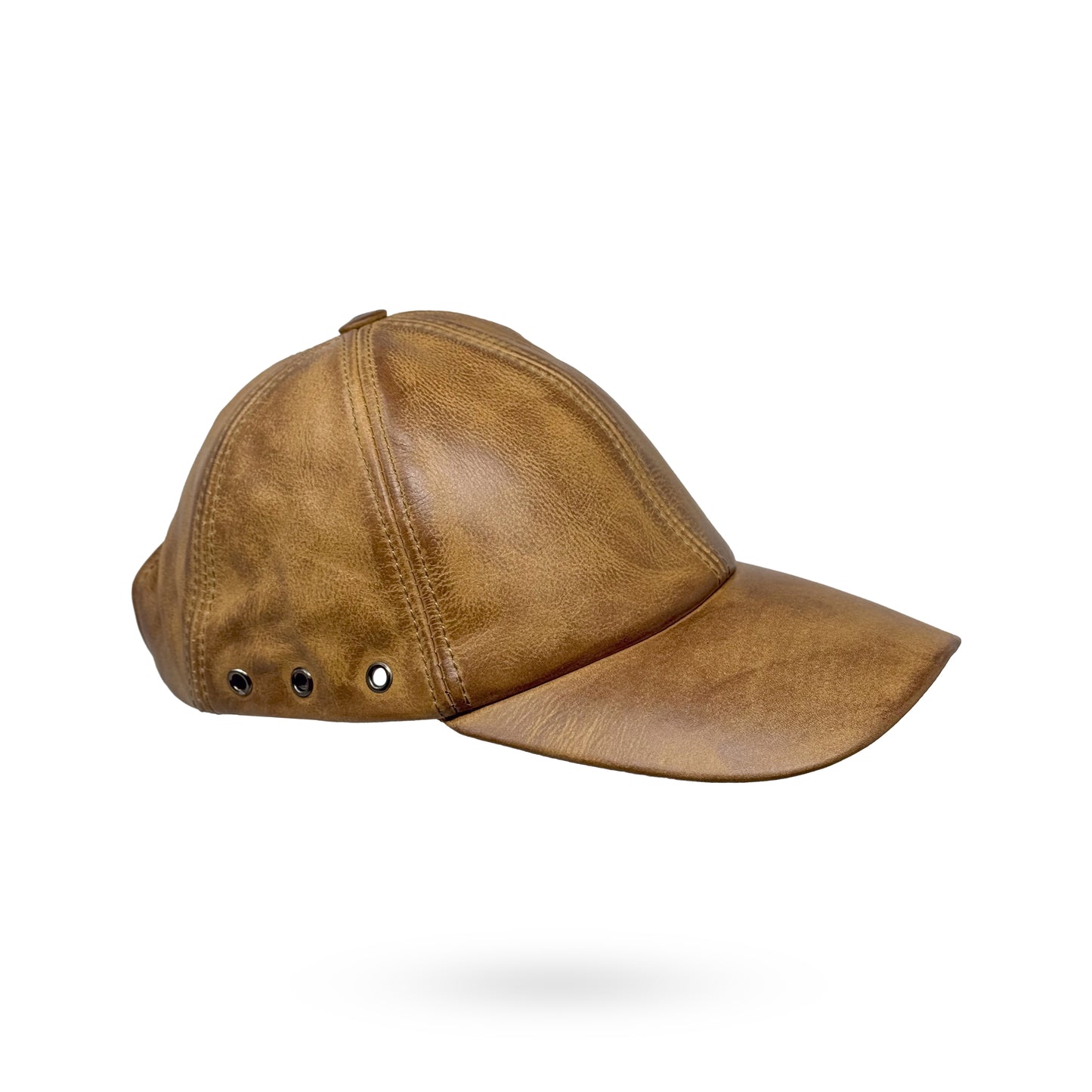 Baseball Cap Leder Outdoor Biker Kappe Lederkappe Käppi Unisex Sand