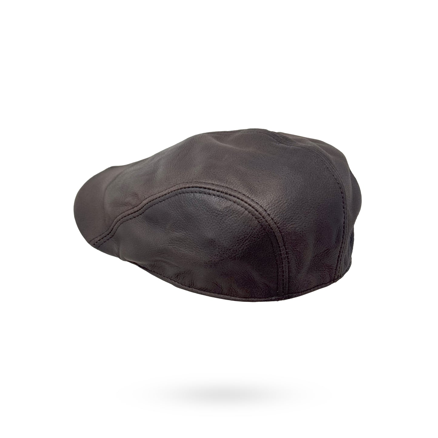 Herren Schiebermütze Flatcap Mütze Echt Leder Ledermütze Kappe Cap Schirmmütze Braun