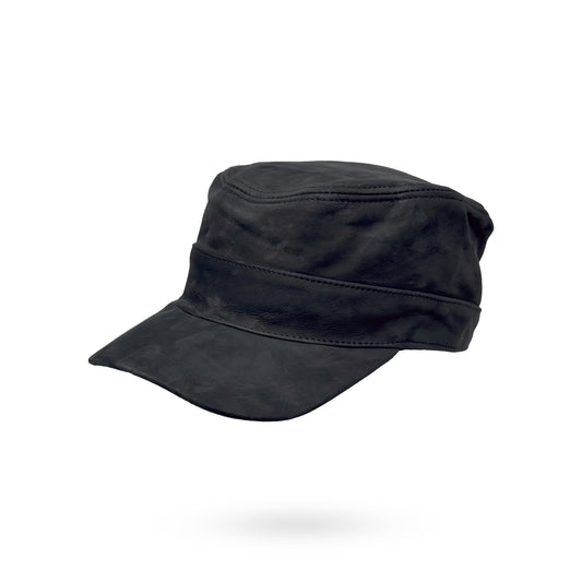 Herren Basecap Echt Leder Schildmütze Mützen Kappe Baseball Cap schwarz Nubuk