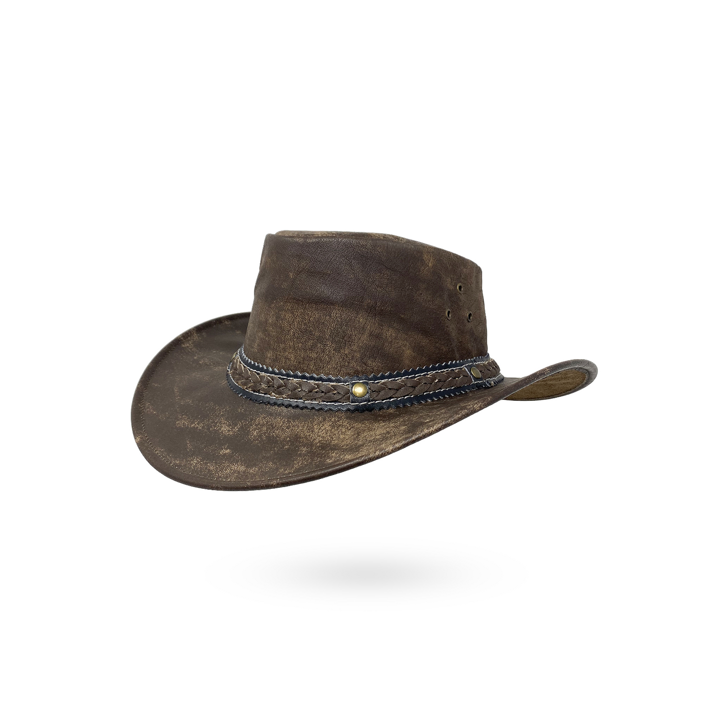 Wickelhut Lederhut Western Cowboy Unisex – Outdoor Hut für Reiten, Wandern & Abenteuer knautschbar „Antik“