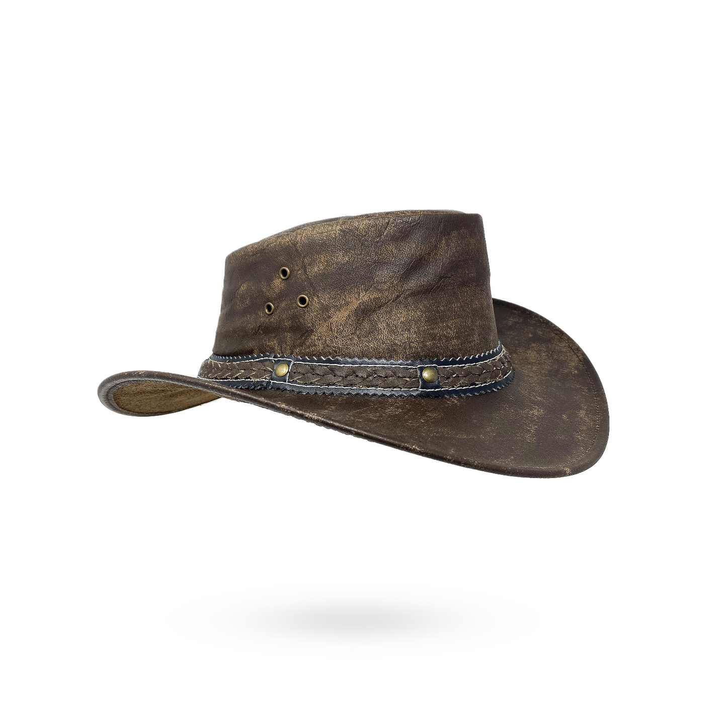Wickelhut Lederhut Western Cowboy Unisex – Outdoor Hut für Reiten, Wandern & Abenteuer knautschbar „Antik“