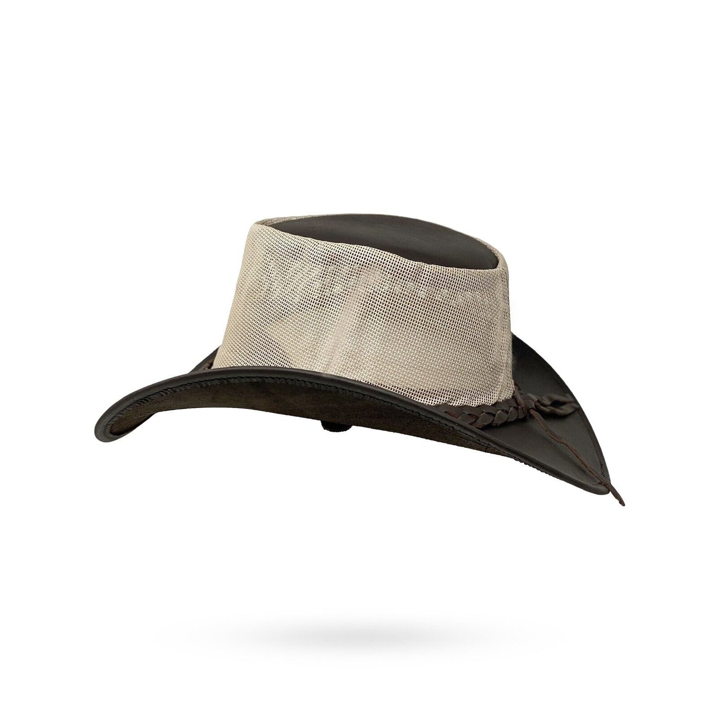 Lederhut mit luftigem Netzeinsatz Anglerhut Reiten Hut Unisex