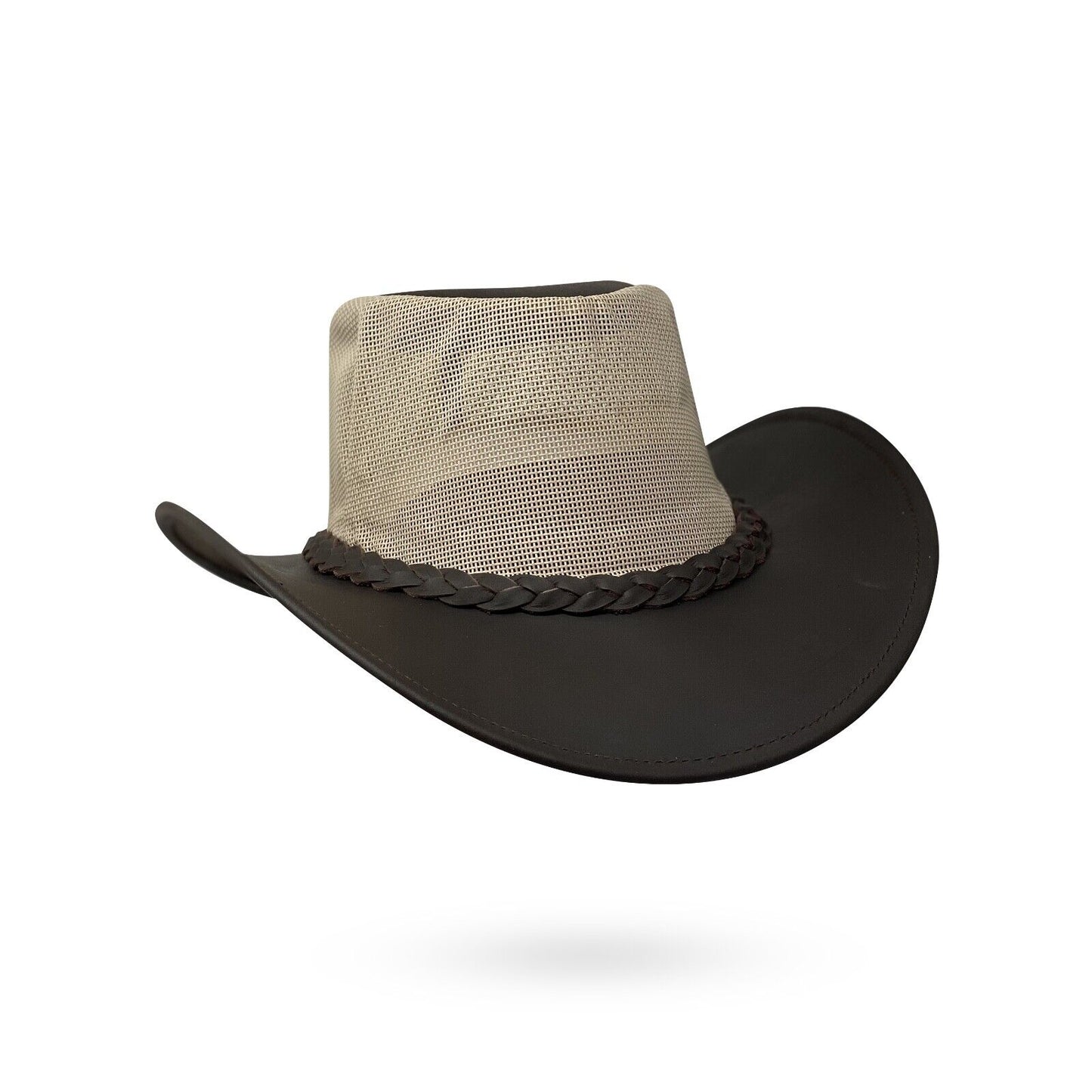 Lederhut mit luftigem Netzeinsatz Anglerhut Reiten Hut Unisex